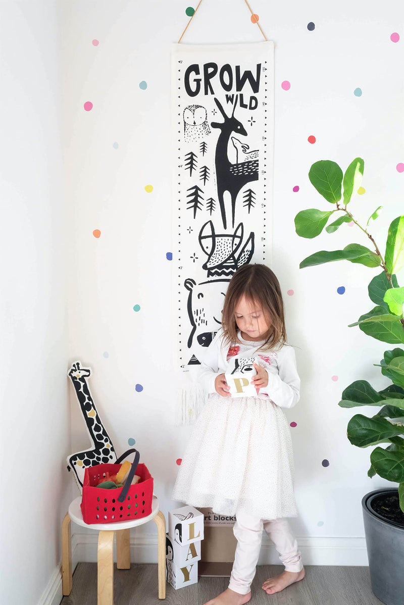 Wee Gallery Canvas Growth Chart for Kids, Toddler Height Tracker Ruler, 44x13 Inches Nursery Wall Hanging Decor, Organic Cotton Growth Chart, Modern Keepsake for Home or Playroom, Woodland - Image 5